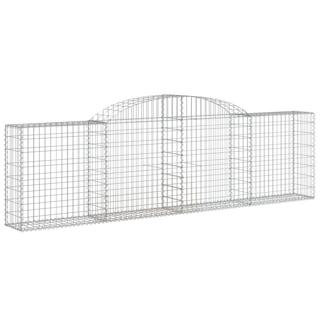 Gaviones con arco alto, 4 unidades, 300 x 30 x 80/100 cm, hierro galvanizado para barrera de jardín y protección visual como pared decorativa de gaviones insonorizada resistente a la corrosión