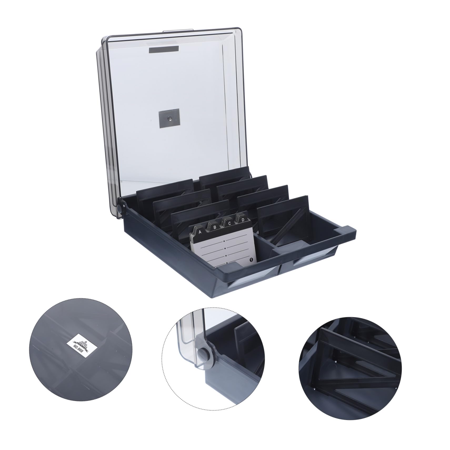 Visitenkartenbox Kunststoff mit Karten Kapazität Robuster Kartenhalter Organizer für Büro und Schreibtisch Transparente Aufbewahrung für Visitenkarten und Id-karten