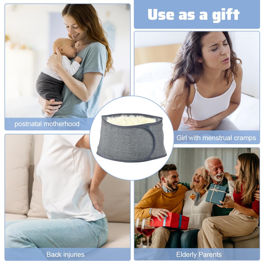 NAROSEBE Unisex Calentador de Cintura Faja Lumbar Calentador de Cintura de Cachemira Cinturón Lumbar Mujer Cinturón Invierno Calentado de Lana Cinturón de Punto (Gris (con terciopelo))