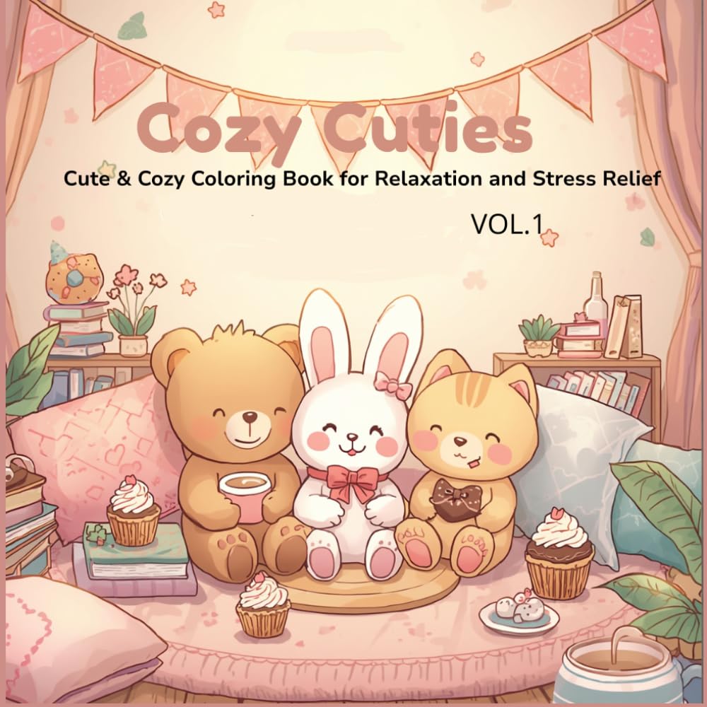 Cozy Cuties: Cute & Cozy Coloring Book for Relaxation, Stress Relief and Happiness (Vol.1): A Cute and Cozy Coloring Book for Adults and Teens ... Stress Relief Designs (Cozy cuties series)