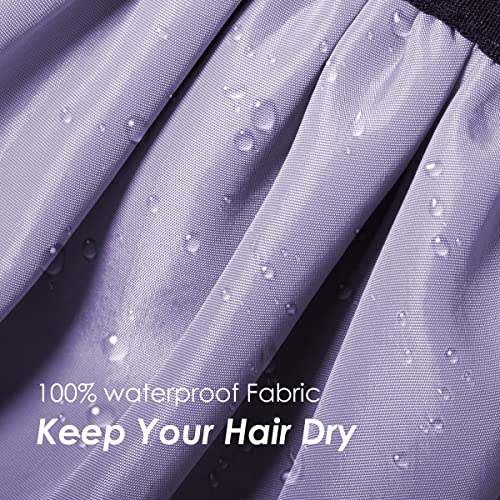 Auban Extra Large Shower Cap, Double-Layer Waterproof Reusable Satin Lining Shower Bonnet for Women Long Hair, Braids, Locs, perms (Purple)