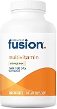 Bariatric Fusion Bariatric Multivitamin Without Iron | Post Bariatric Surgery Patients | Iron Free Bariatric Vitamin for Gastric Bypass and Sleeve Gastrectomy | 180 Capsules | 3 Month Supply