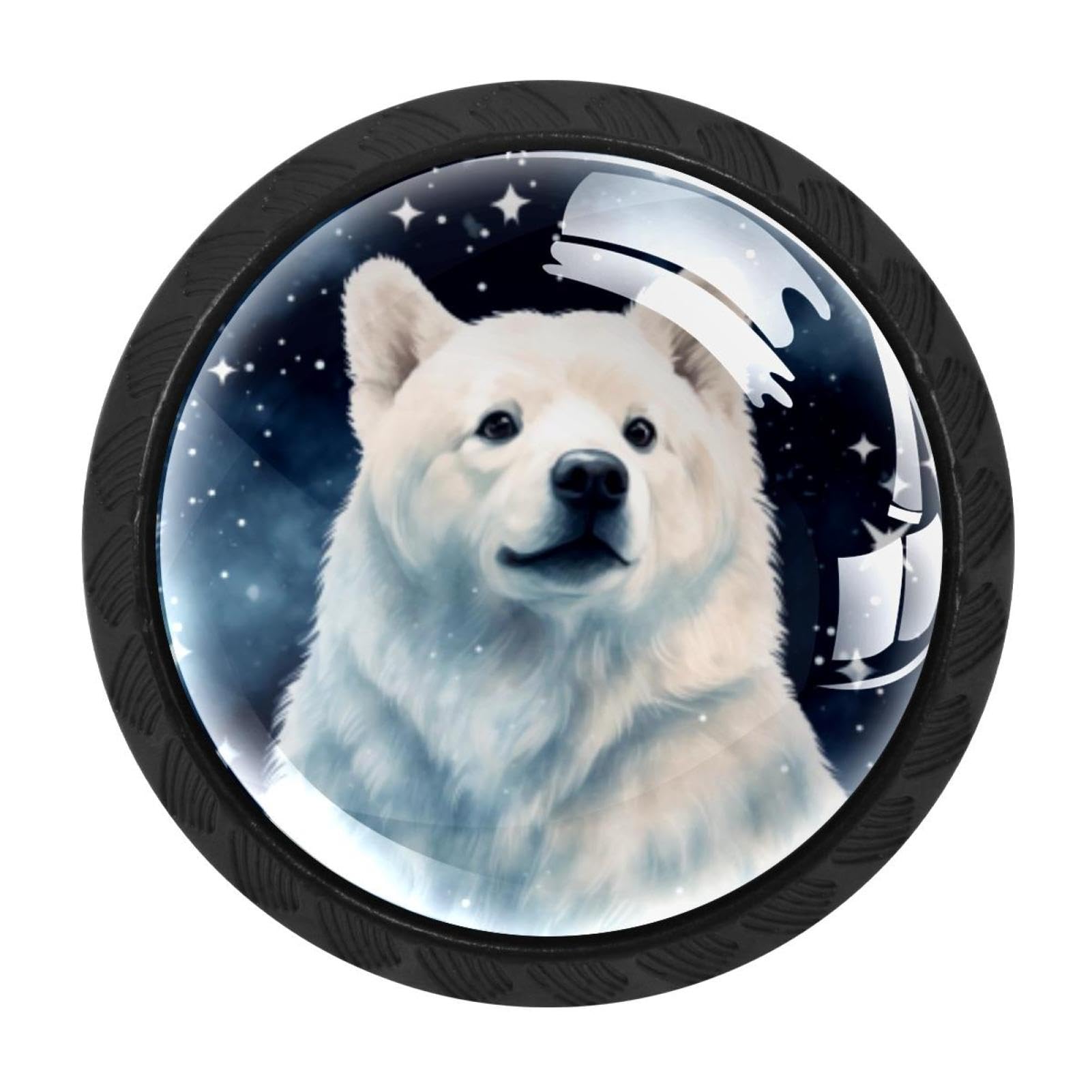 CHENZZZZ 4 pcs Starry Polar Bear Cabinet Knobs Crystal Drawer Pulls for Kitchen, Bathroom Cabinet, Dresser and Cupboard