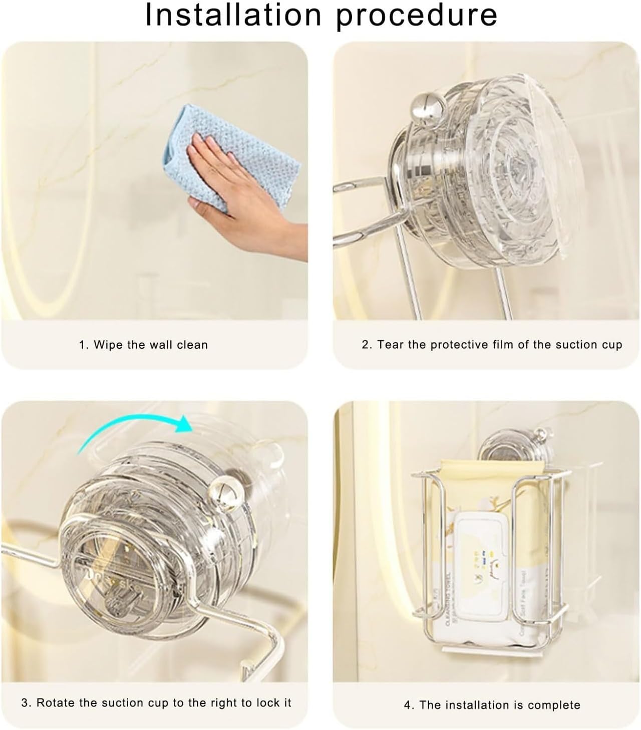 Toilet Paper Holder Versatile Bathroom Tissue Rack Suction Cup Holder Wall Mounted Box for and Kitchen Storage Bathroom Tissue(Gray)