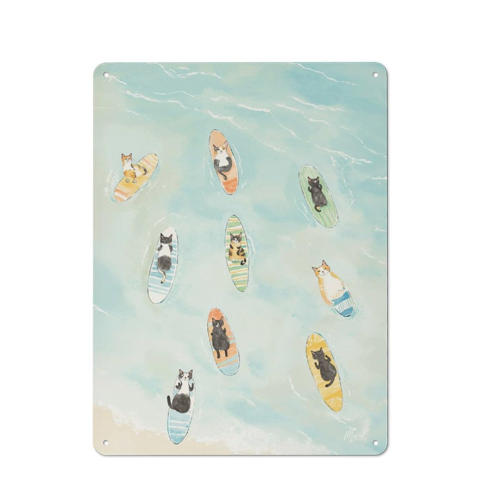 Junmoney Style-10 Surf Cats Tropical Beach Retro Metal Wall Sign 40X30cm For Man Cave Or Games Room, A Housewarming Gift For Games Room Collectors