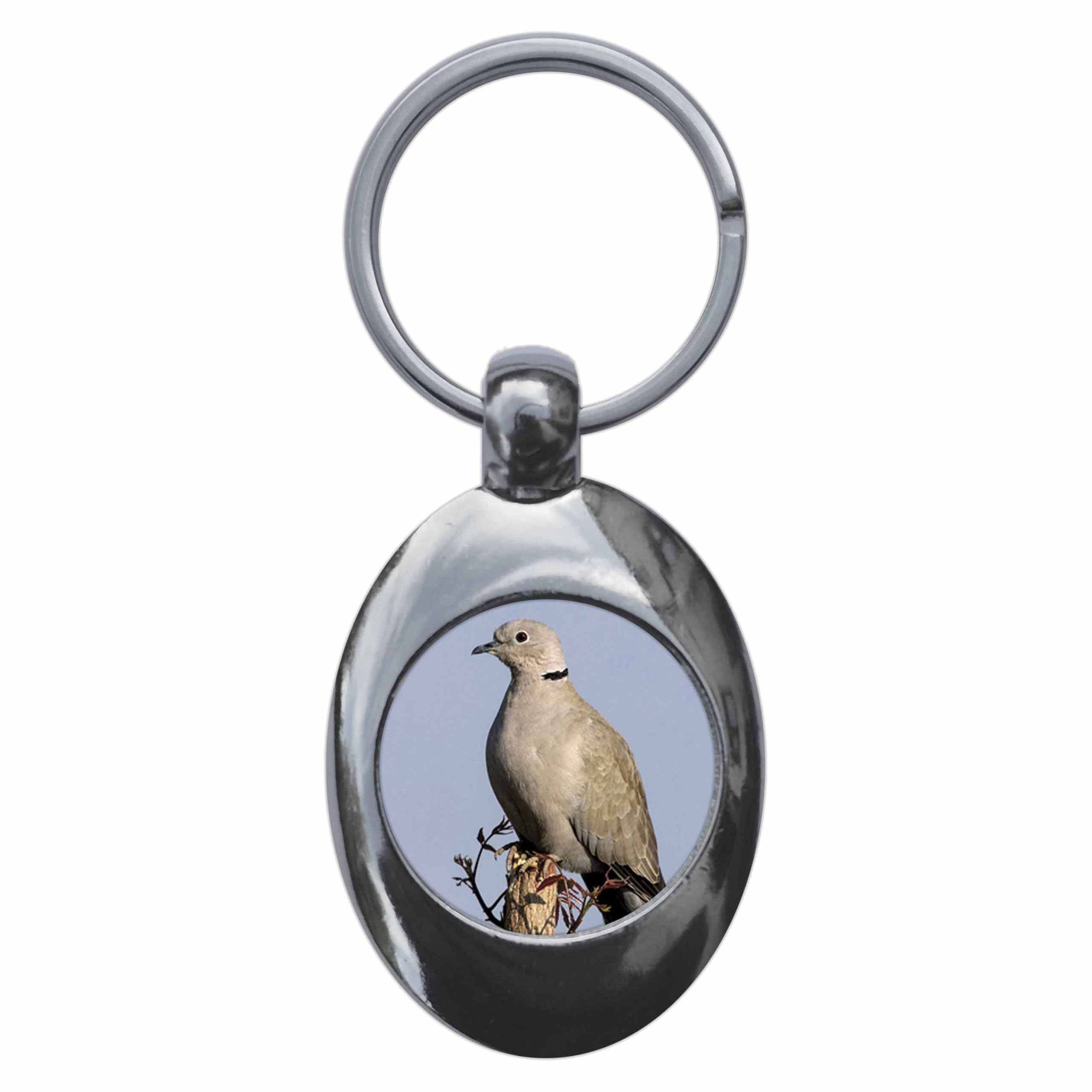 Ozorath Collared Dove Keyring Keychain Key Ring Chain With Trolley Coin