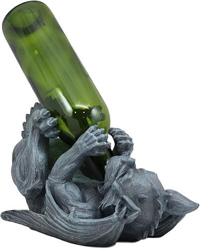 Miniatura 7 de Ebros Gárgola borracha con alas de fantasía gótica para botella de vino, estatua decorativa de 11 pulgadas de largo para cocina, bodega