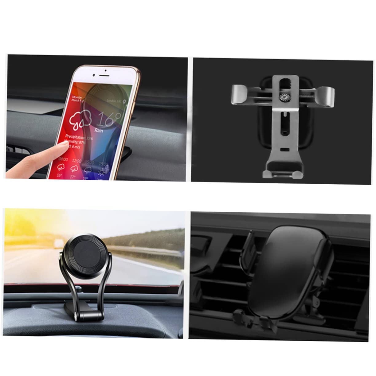 SHOWERORO Magnetic Car Phone Holder Adjustable Rotation Stand for Vehicle Dashboard Absorption Flexible Bracket for Easy Viewing Compatible