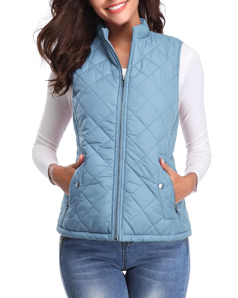 fuinloth Gilet Donna Smanicato Invernale Panciotto Dritto Collarei Giacche Ultraleggeri Senza Maniche Giacca con Tasca con Cerniera