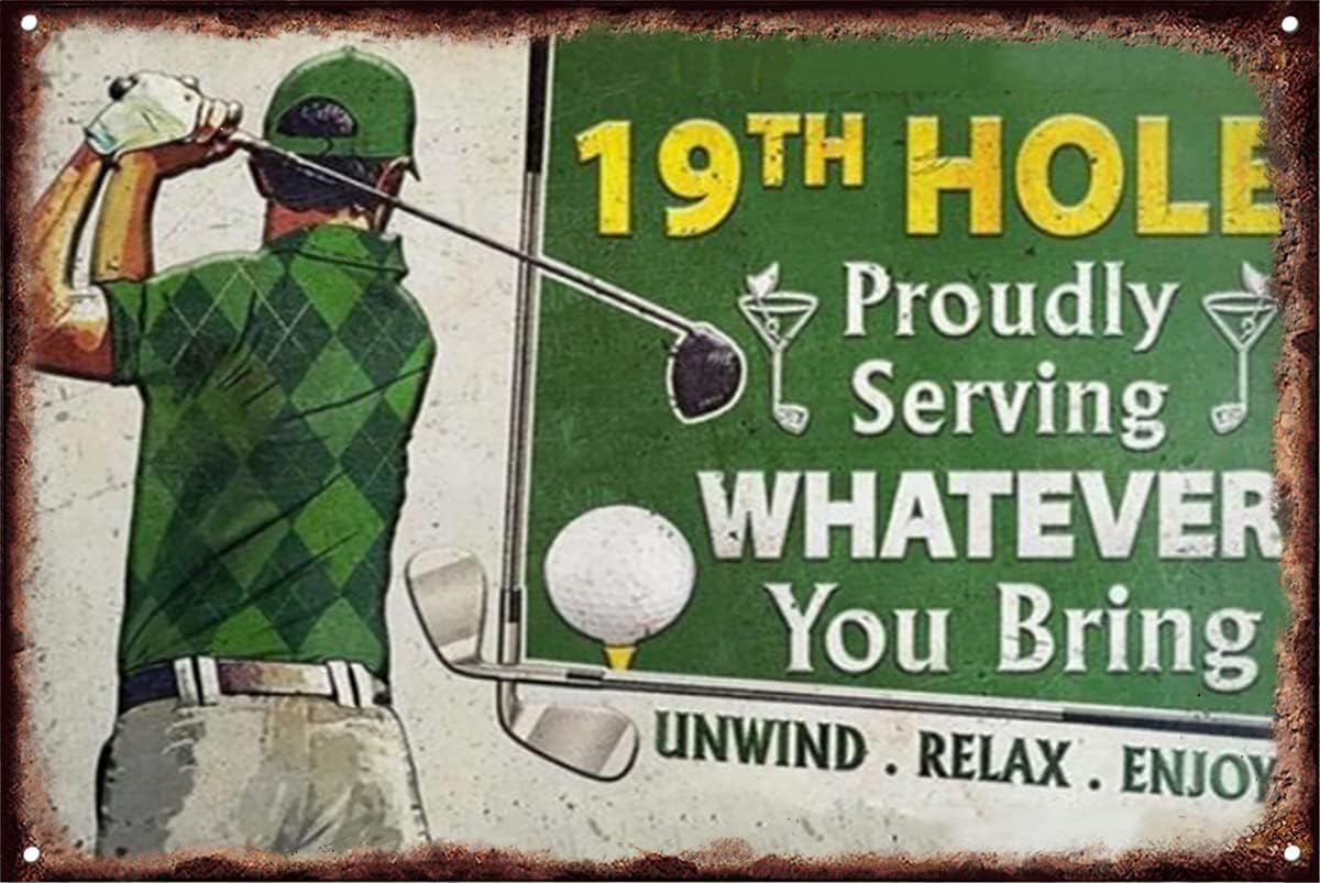 Nuboxx Metal Signs 19Th Hole Retro Funny Wall Plaque Vintage Man Cave Vintage Metal Tin Sign Poster Wall Farm Yard Club Vintage Bar Wall Decor Metal Sign 8X12 Inches