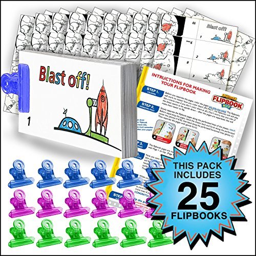 Fliptomania Rocket Flipbook Animation Activity Pack - 25 Sets DIY Flip Books