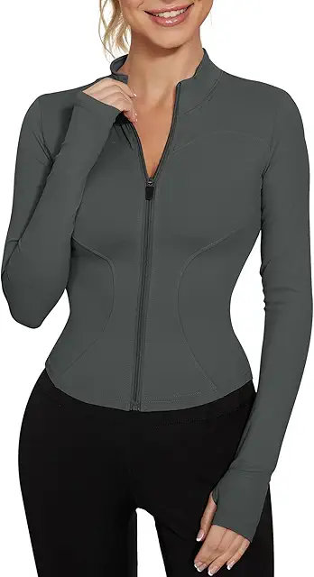 CRZ Yoga Women's Long Sleeve Crop Top with Thumb Holes - Breathable Workout Tee