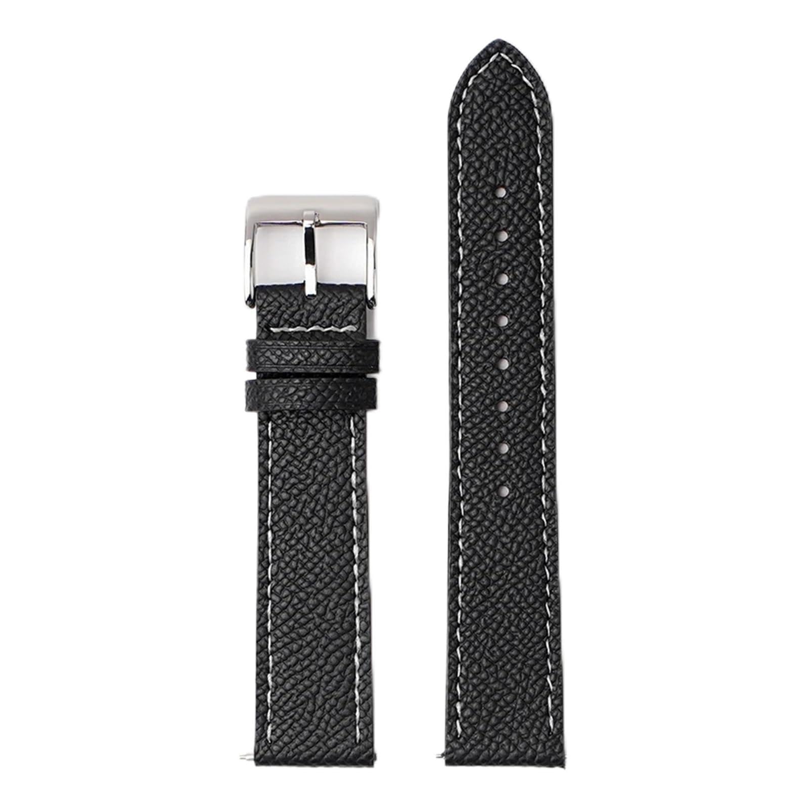 Uhrenarmband， Uhrenarmband aus Kalbsleder mit Schnellverschluss, handgefertigt, Palmenmuster, Armband(Black wh line,22mm)