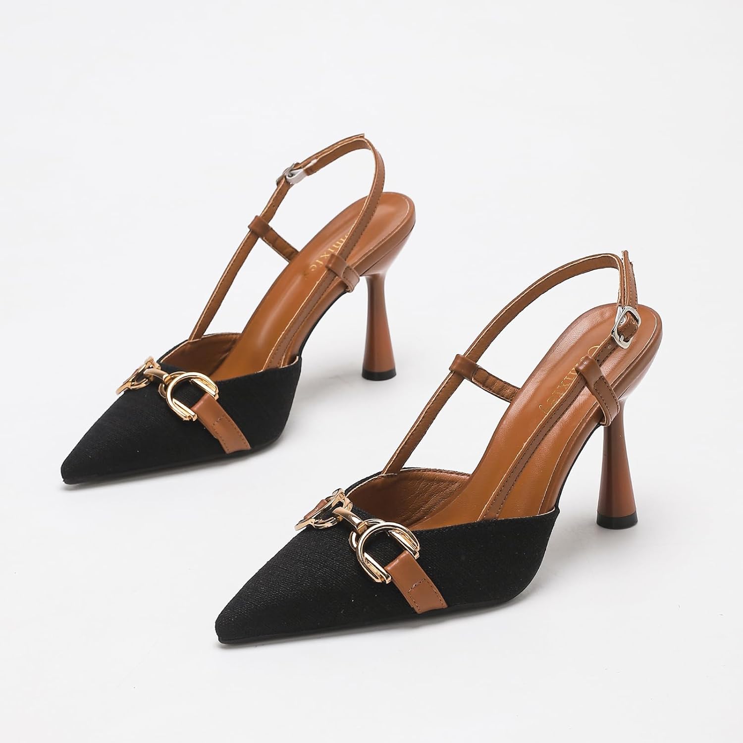 Women's Pointed Toe Slingback Pumps Stiletto Heels with Adjustable Buckle - Image 5