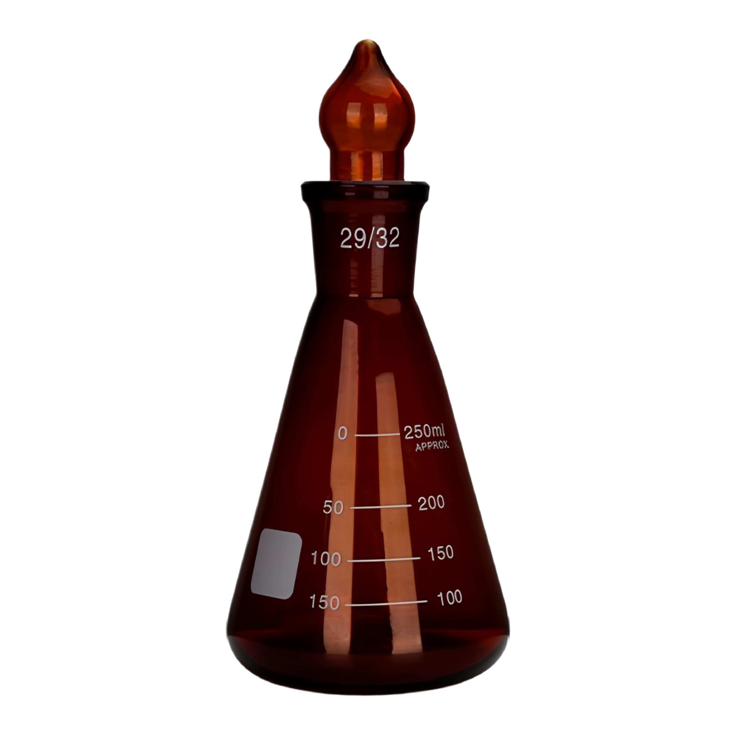 VIDOO Brauner Glas Erlenmeyerkolben aus Borosilikatglas mit Normschliff Stopfen, Konischer Labor Glaskolben, 29/32 1000ml