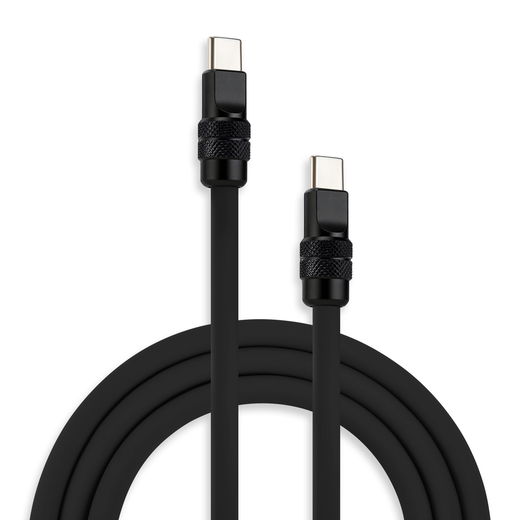 chubbycable Chubby 2.0 Fast Charging Cable Durable Soft Silicone USB C Cable 240W Extra Thick Charger Cord Compatible with iPhone 17-15 Series iPad, Black+Black, Type-C to Type-C, 6.6 FT