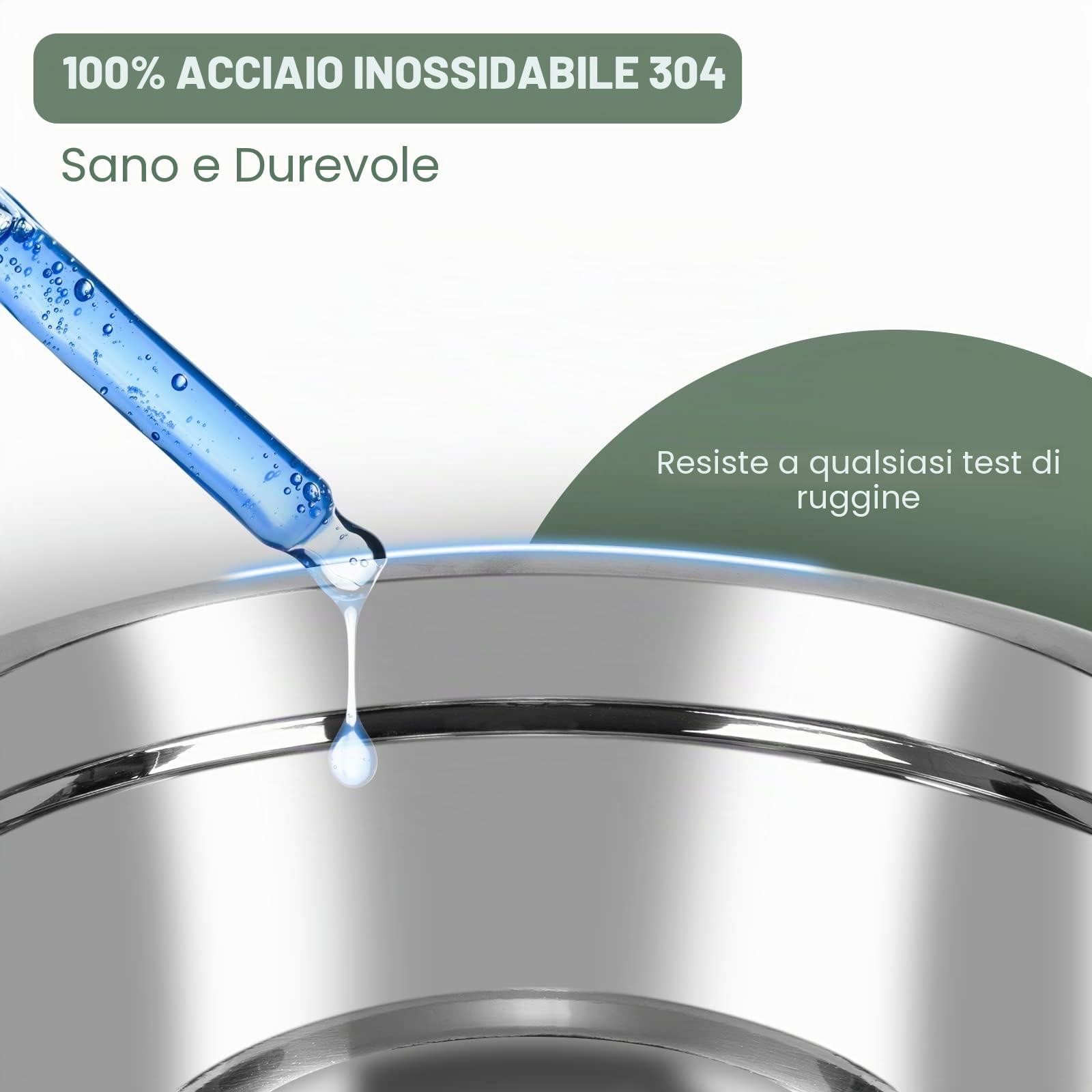 PARMEDU Set di Ciotole per Miscelazione in Acciaio Inossidabile 100% 18/8 con Coperchi Ermetici, 3 Ciotole Nidificanti con Segni di Scala e Fondo Antiscivolo, Misura 2L/1,5L/1L