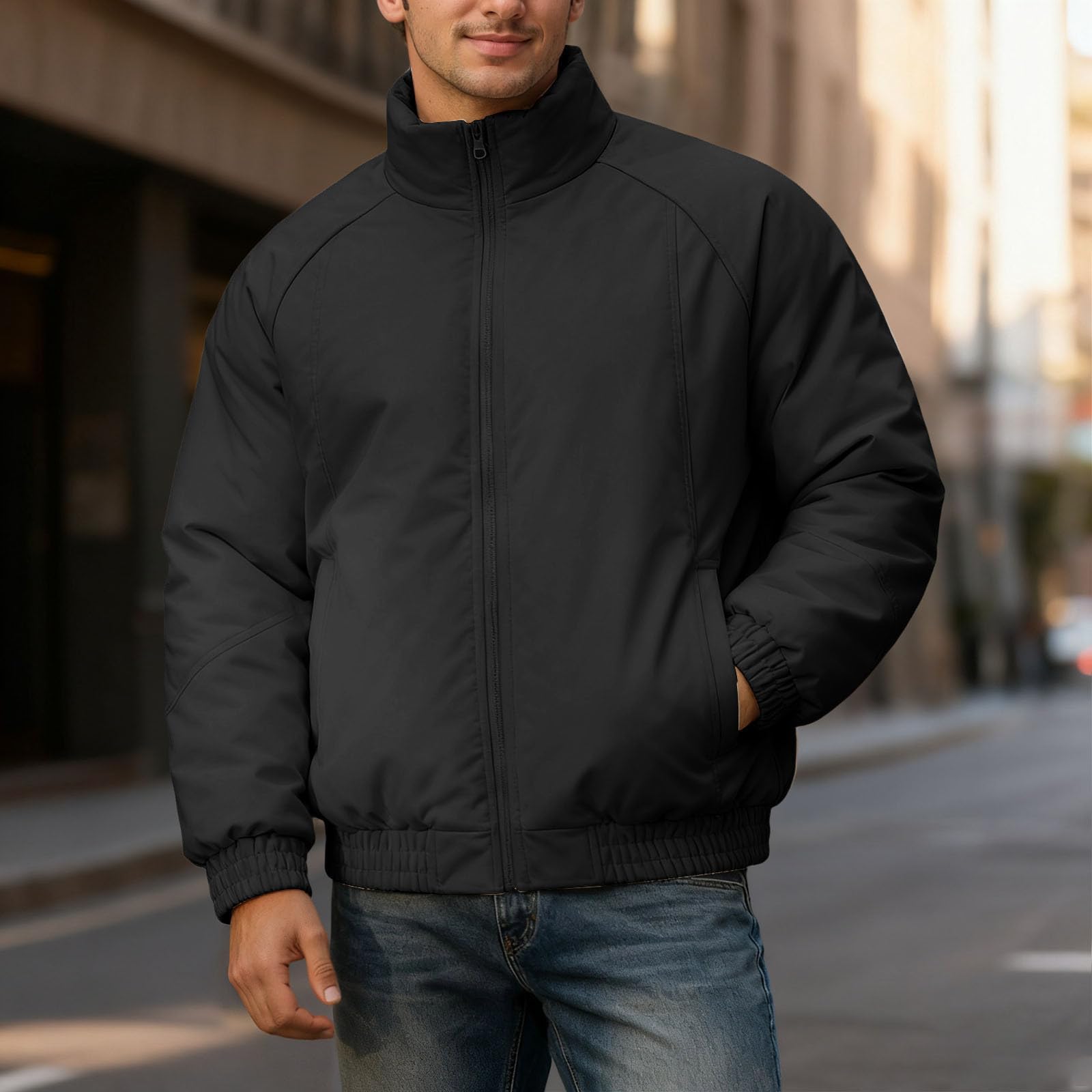 Chaqueta para hombre con cremallera y chaqueta deportiva para hombre Slim abrigo de invierno acolchado con cuello alto, cálido y aislante térmico a prueba de viento y cómodo ideal para clima frío