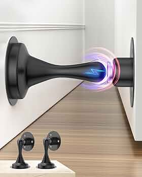 Door Stoppers Magnetic Door Catch - 2 Pack Stainless Steel Heavy Duty Door Stops for Bottom of Door, Wall & Floor Mounting No-Drill Strong Adhesive & Screws, Strong Door Holder to Keep Door Open