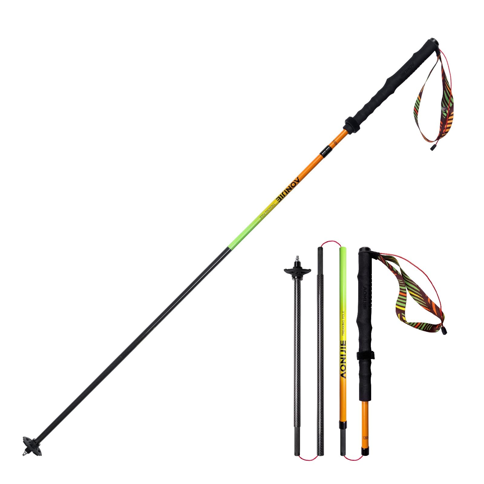 AONIJIE Prueba de Carbono Trekking Polonia Plegable, Ligero, Para Senderismo, Correr, Camin