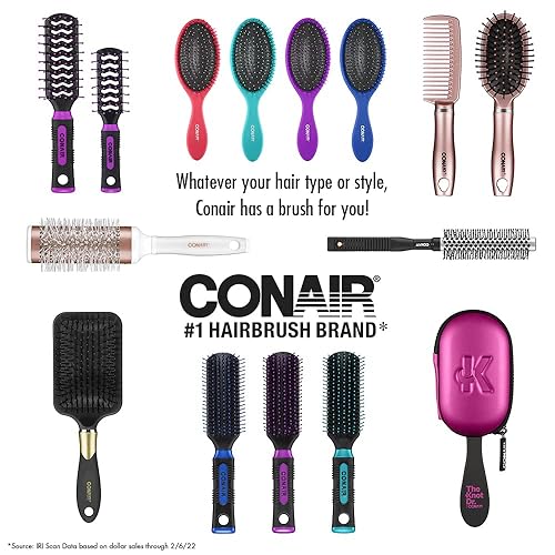 Miniatura 7 de The Knot Dr. for Conair - Cepillo para el cabello, desenredante húmedo y seco, elimina nudos y enredos, para todo tipo de cabello, floral blanco y