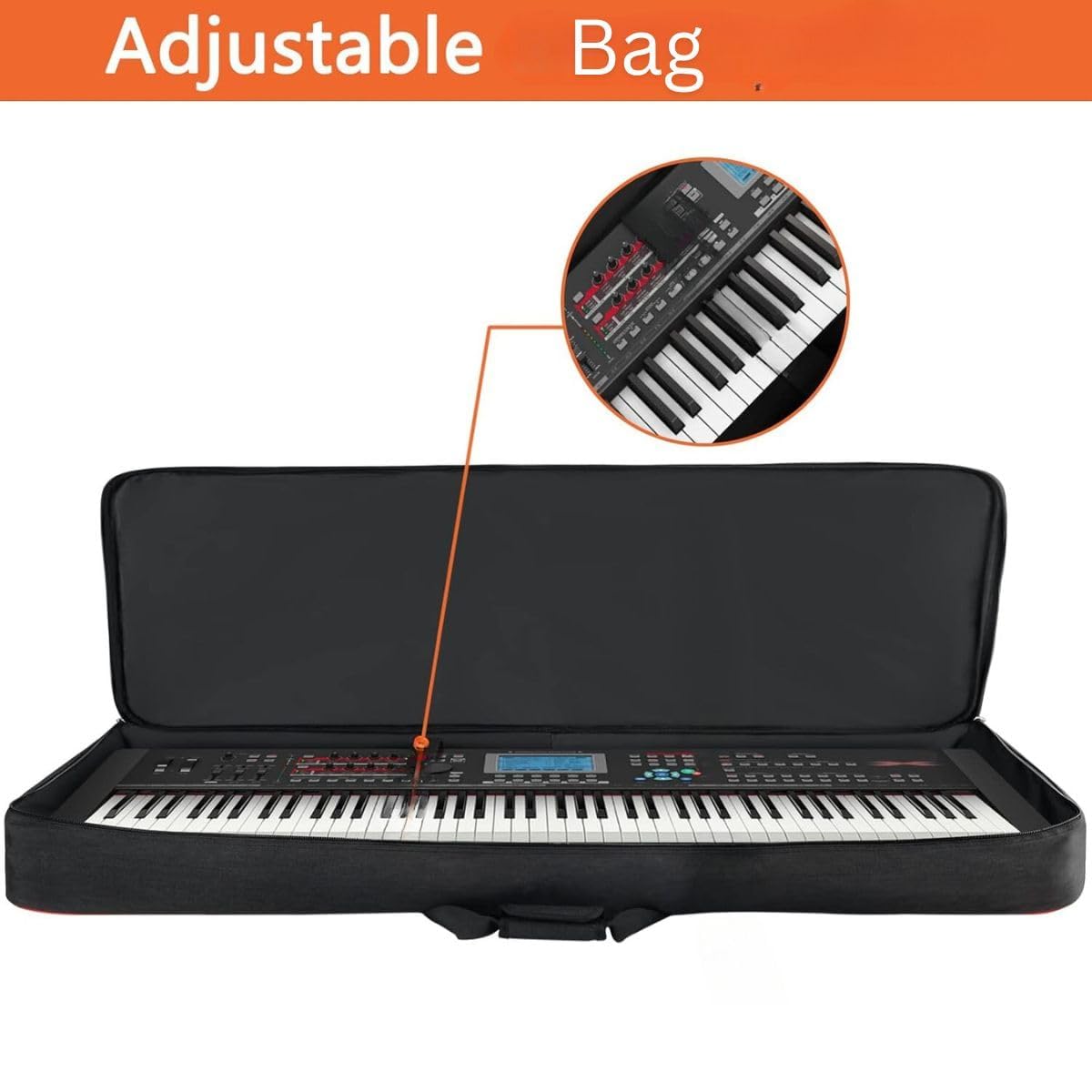 MOCKING BIRD Padded 26 inch Piano Keyboard Cover Bag Durable Waterproof Piano Bag Compatible with casio- SA76 casio - SA77, SA78 Portable Piano Keyboard (Black) (26 inch) - Image 3 thumbnail