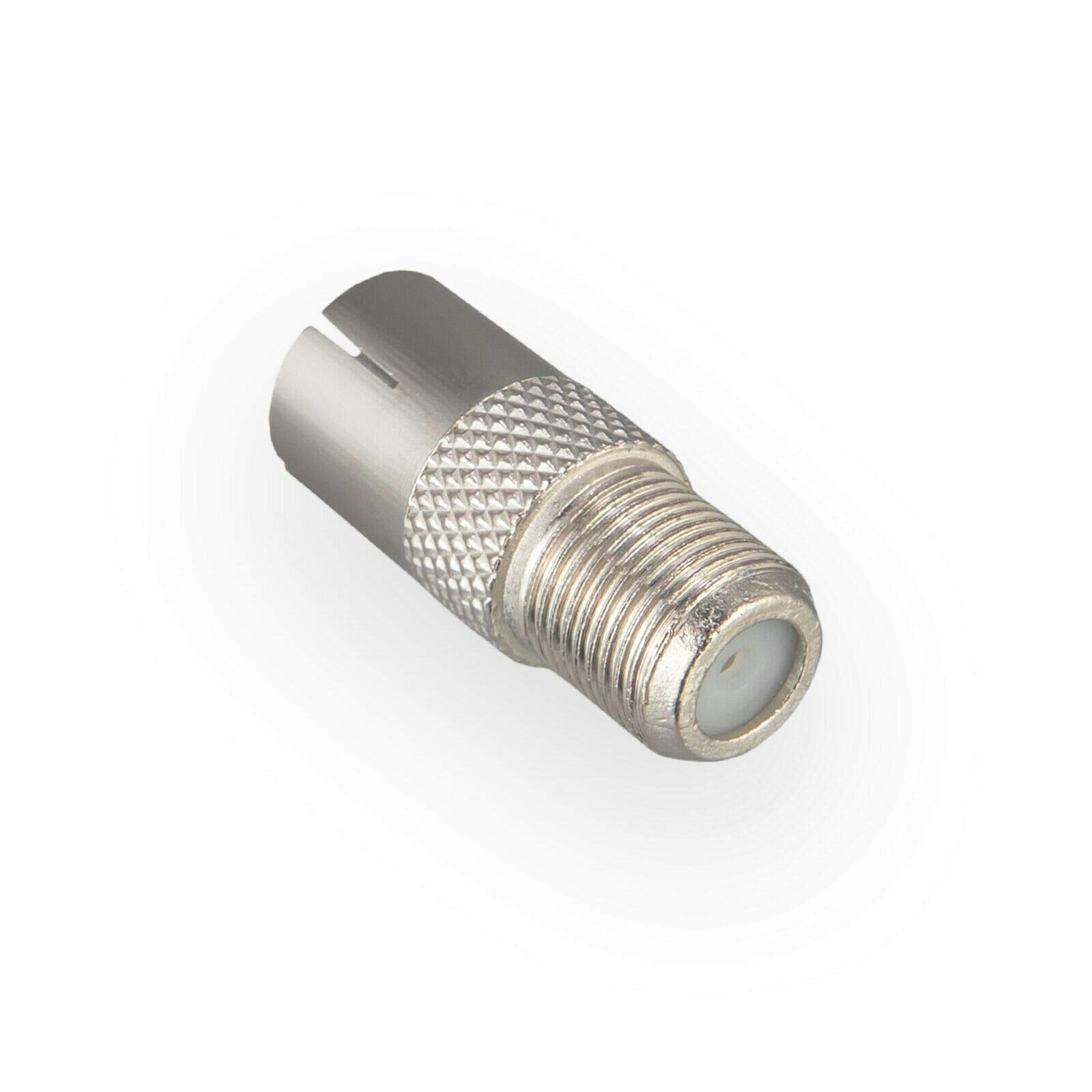 Conector F A IEC Para Cable Coaxial - Adaptador De TV/SAT En Plata, Mejora La Señal HD