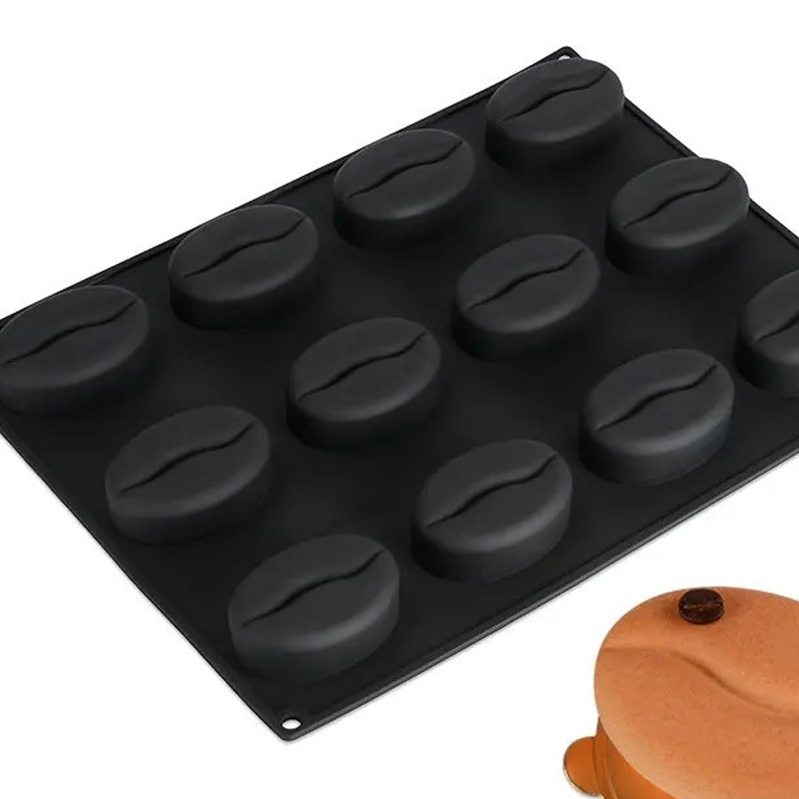 Generico Stampo per cialde cacao in silicone, 12 continuous coffee | Silicone sicuro per cuocere forno, congelare e preparare cioccolato, toppers per torte, dolcetti ghiacciati e