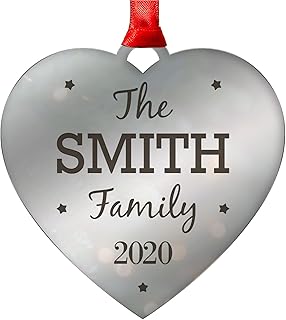 PERSONALISED Family Surname Christmas Tree Decoration Gifts - Mirror Acrylic Christmas Tree Ornaments Decorations - Perfect Christmas Gifts for Family, Parents, Grandparents, Family Surname