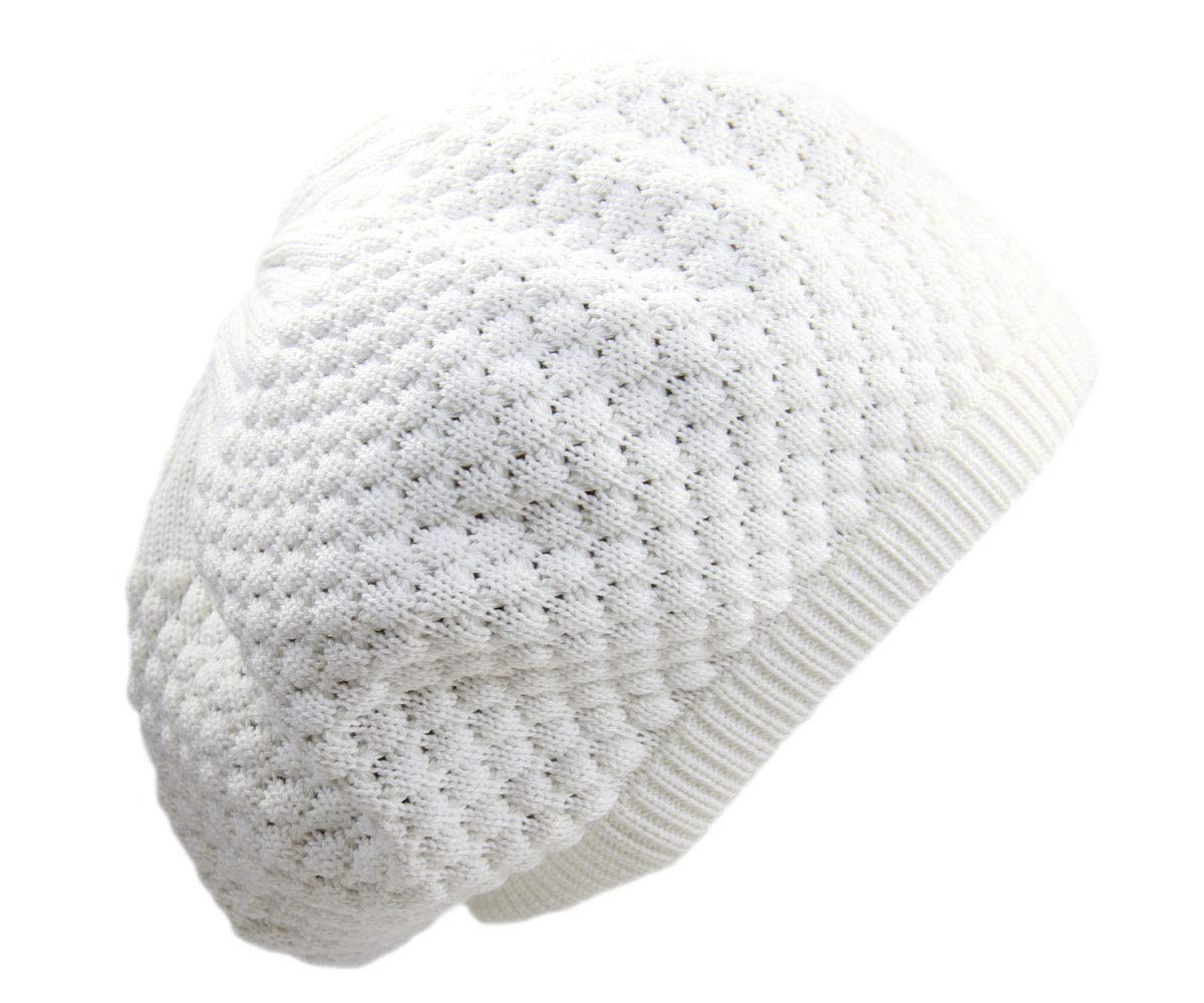RW 100% Cotton Classic Rasta Beanie (White)