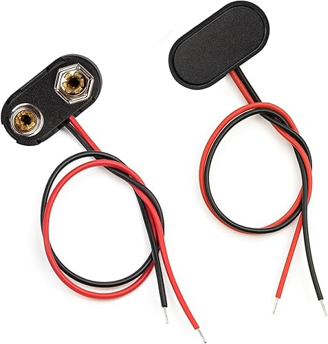 California JOS Conector de batería de 9 V, 2 conectores de hebilla tipo T de 9 voltios, carcasa de plástico duro utilizado en experimentos