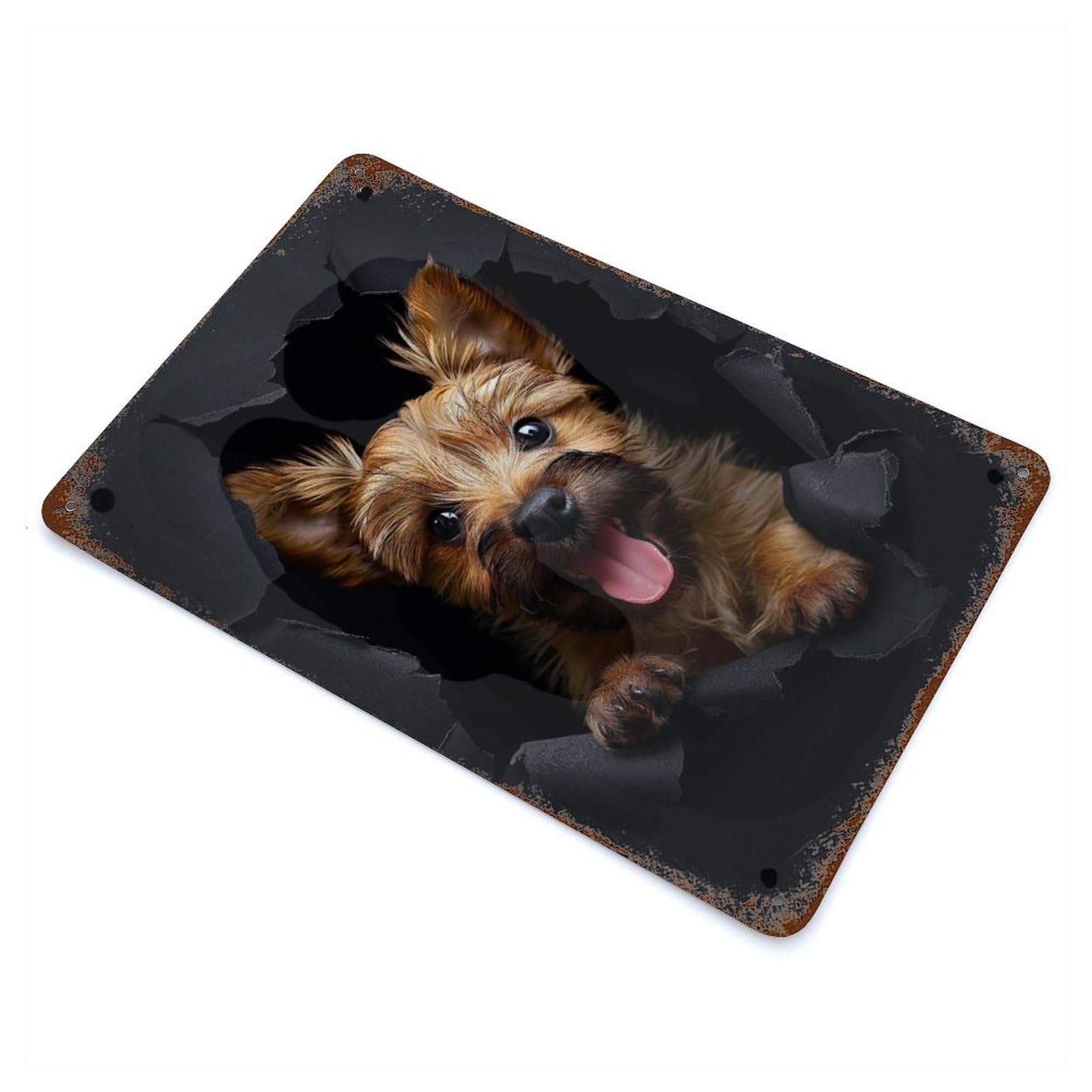 Norwich Terrier Vintage Wall Sign 11.8"x7.9", Rust Effect Metal Decor for Farmhouse, Kitchen And Entryway Decor