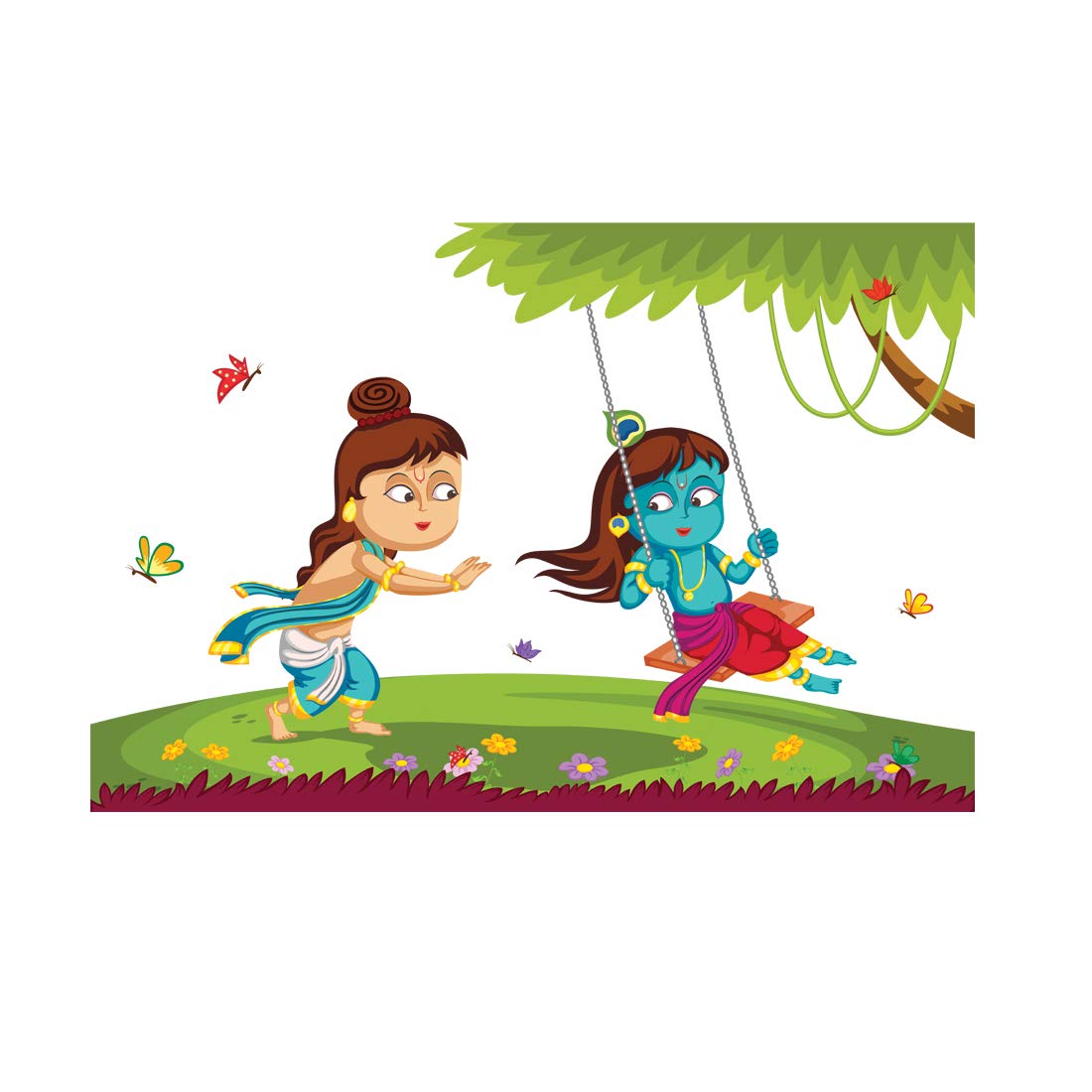 Rangoli Large Modern Art Wall Sticker Mullticolor Vinyl Sticker 40cm or 50 cm Pack of 1