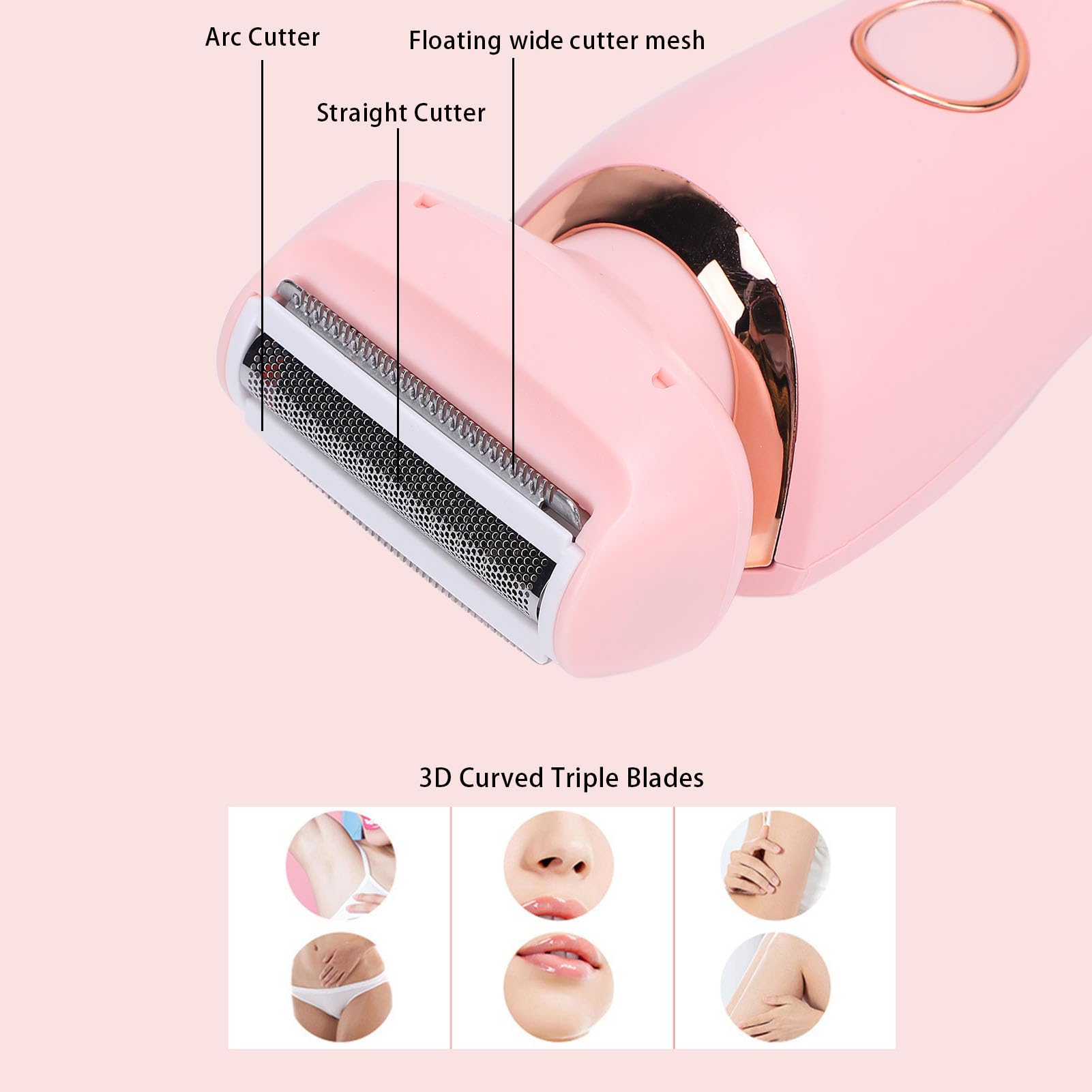 Depiladoras Electricas, 800 mAh, Recortador de vello femenino para axilas y cuerpo completo (rosa)