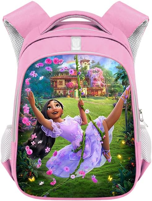 Miniatura 2 de DXYYAZI Mochila rosa, con impresión 3D de dibujos animados, anime, Mirabel, bolsa de almuerzo, estuche combinación-F, Pink Set-3