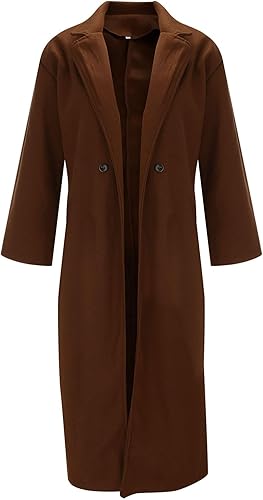 Miniatura 4 de Women Fashion Solid Color Outwear Winter Long Jacket Long Sleeve Lapel Trench Jacket Craft Wind Temperament Jackets