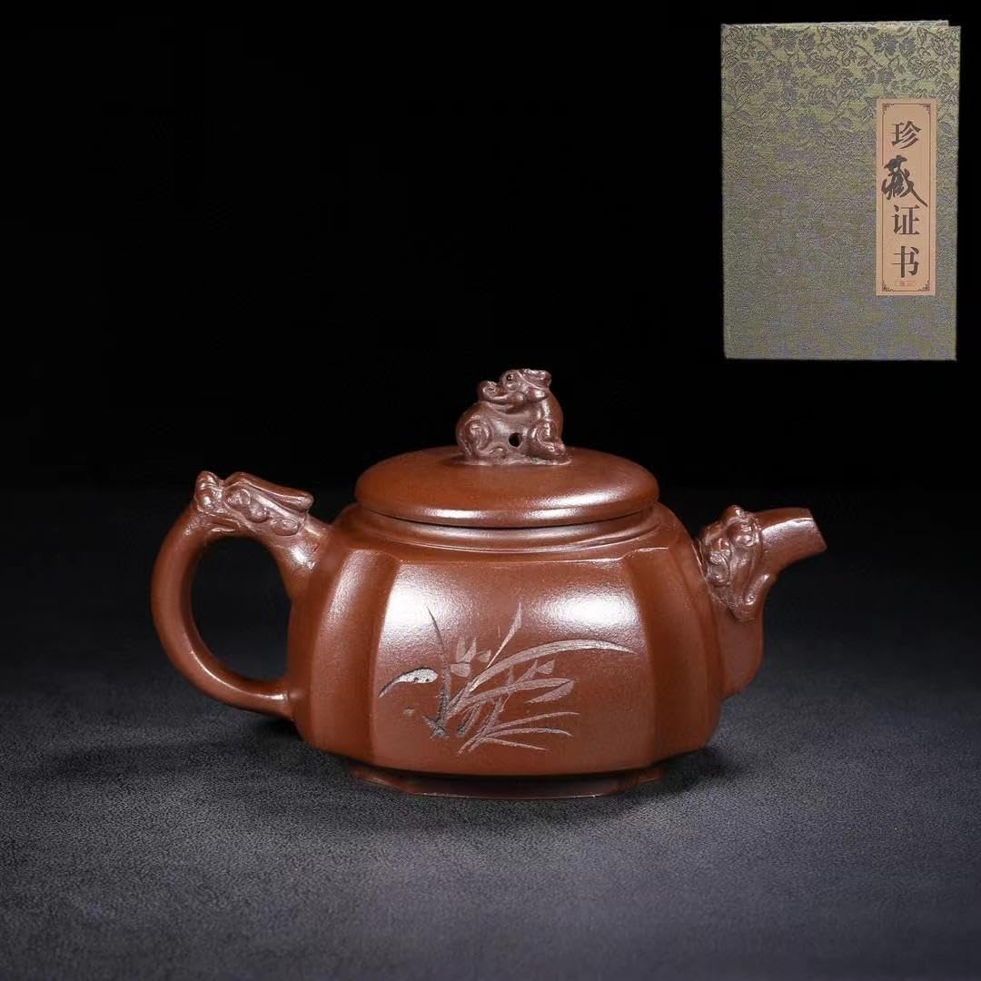 中国美術・三本足太極壺・宜興原鉱紫砂・茶壺・茶道具・置物 宜興紫砂壺 拾球（丁涛・濃茶）急須｜中国茶器の天香茶行