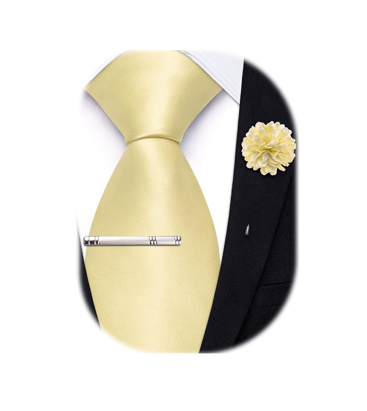 Hi-Tie Pretied Boys Ties Solid Color Kids Adjustable Necktie Lapel Pin Clip Set Age 8-12 Wedding School Graduation