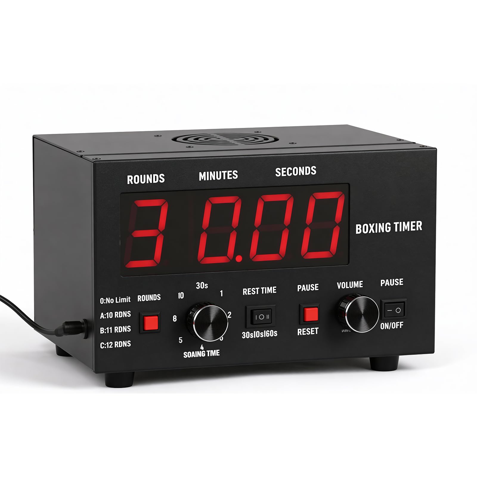 Classic Boxing Interval Timer, Professional Gymnastics Timer with LED Display, 1-12 Challenge Rounds and Adjustable Buzzer, Gym Timers for Muay Thai/MMA/Kickboxing, Boxing Equipment
