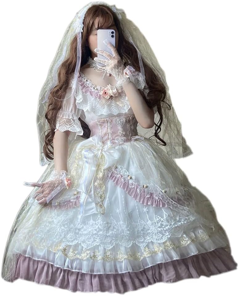 Amazon.co.jp: [トクとユウ] 花嫁 ワンピース ロリータ服 姫袖
