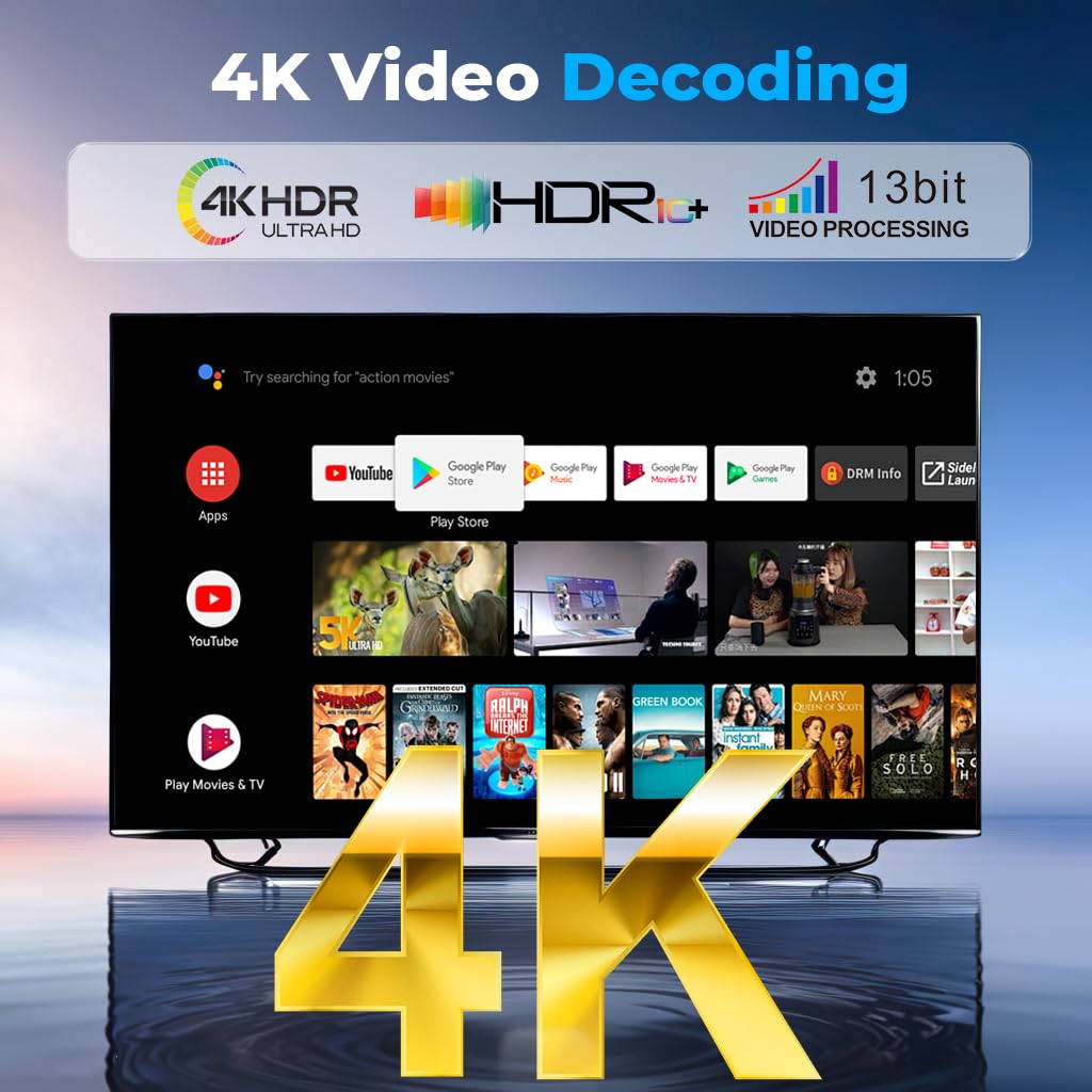 Android TV Stick 14.0 Neuestes 2026 4K Ultra HD TV-Stick Box 2 GB RAM 16 GB ROM RK3518 CPU Unterstützt 2,4/5GHz WiFi 6 BT 5.0, HDR10 Smart Streaming Media Player mit Assistant Sprachfernbedienung Weiß