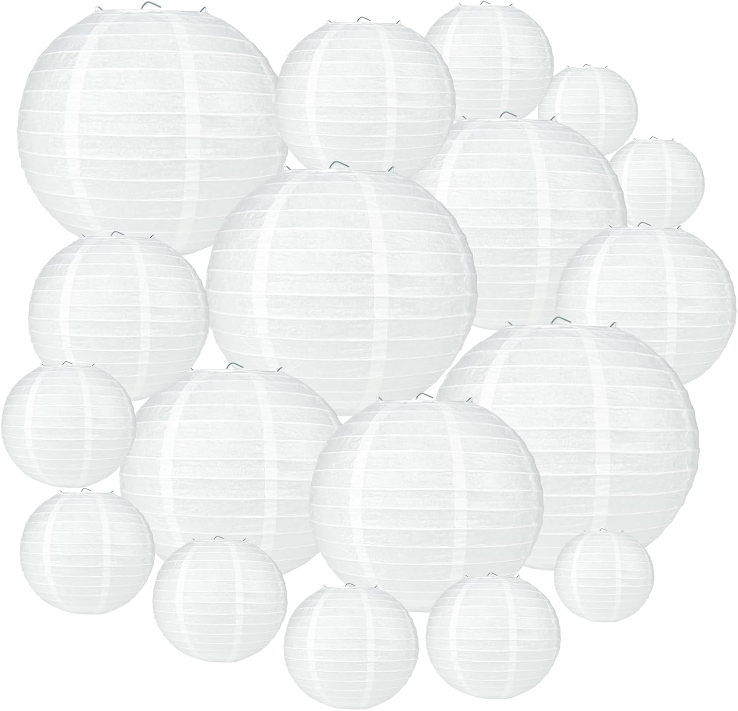 18Pcs White Paper Lanterns Chinese Japanese Decorative Hanging Round Paper Lanterns 4' '6'' 8'' 10'' 12'' for Valentine Anniversary Wedding Baby Shower Birthday Party Indoor Outdoor Decorations
