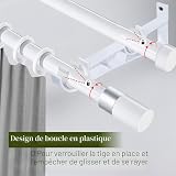 Supporto per asta per tende, confezione da 4 supporti doppi per tende, 28 mm, robusti supporti per asta per tende, colore bianco, ganci di supporto per tende - 2