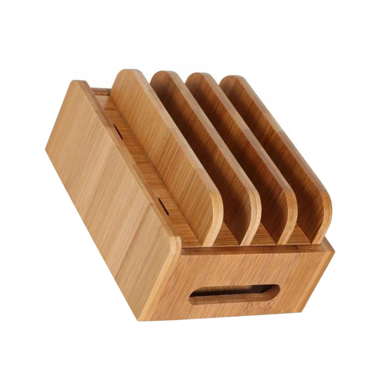 Homoyoyo Supporto per Telefono e Tablet in Legno con Stazione di Ricarica USB Multi-dispositivo, Organizzatore da Tavolo con Scomparti per Gestione Cavi, per Scrivania Ordinata