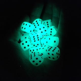 10-Pack D6 Six Sided Glow in The Dark Dice Die for DND, MTG, RPG, Tenzi, Farkle, Yahtzee, Bunco, Teaching Math, Table Board Game