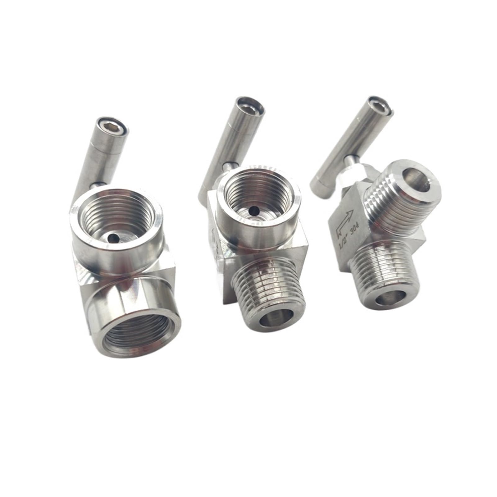Válvula de Cierre Válvula de Aguja de Acero Inoxidable 304 con Rosca Macho a Hembra de 1/8", 1/4", 3/8" y 1/2" de ángulo Recto(1/8",G_Male Female Thread)