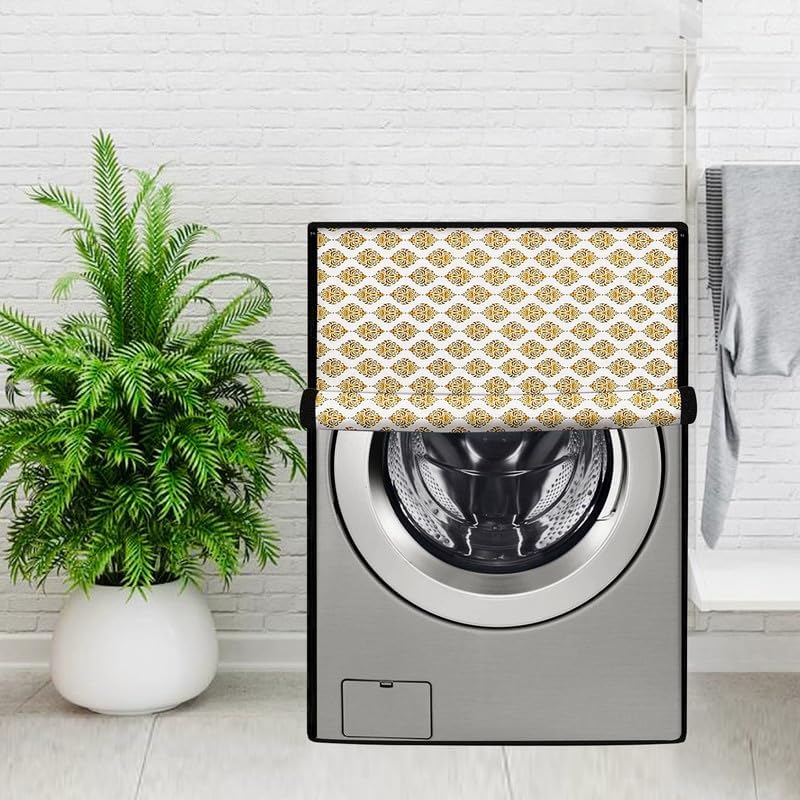 Image of PVC Fully Automatic Front Load Washing Machine Cover Compatible For IFB 7 Kg, 7.5 Kg, 8 Kg, 8.5 Kg, 9 Kg Dimension 62 D X 64 W X 86 H Centimeters, Dmass Gold.