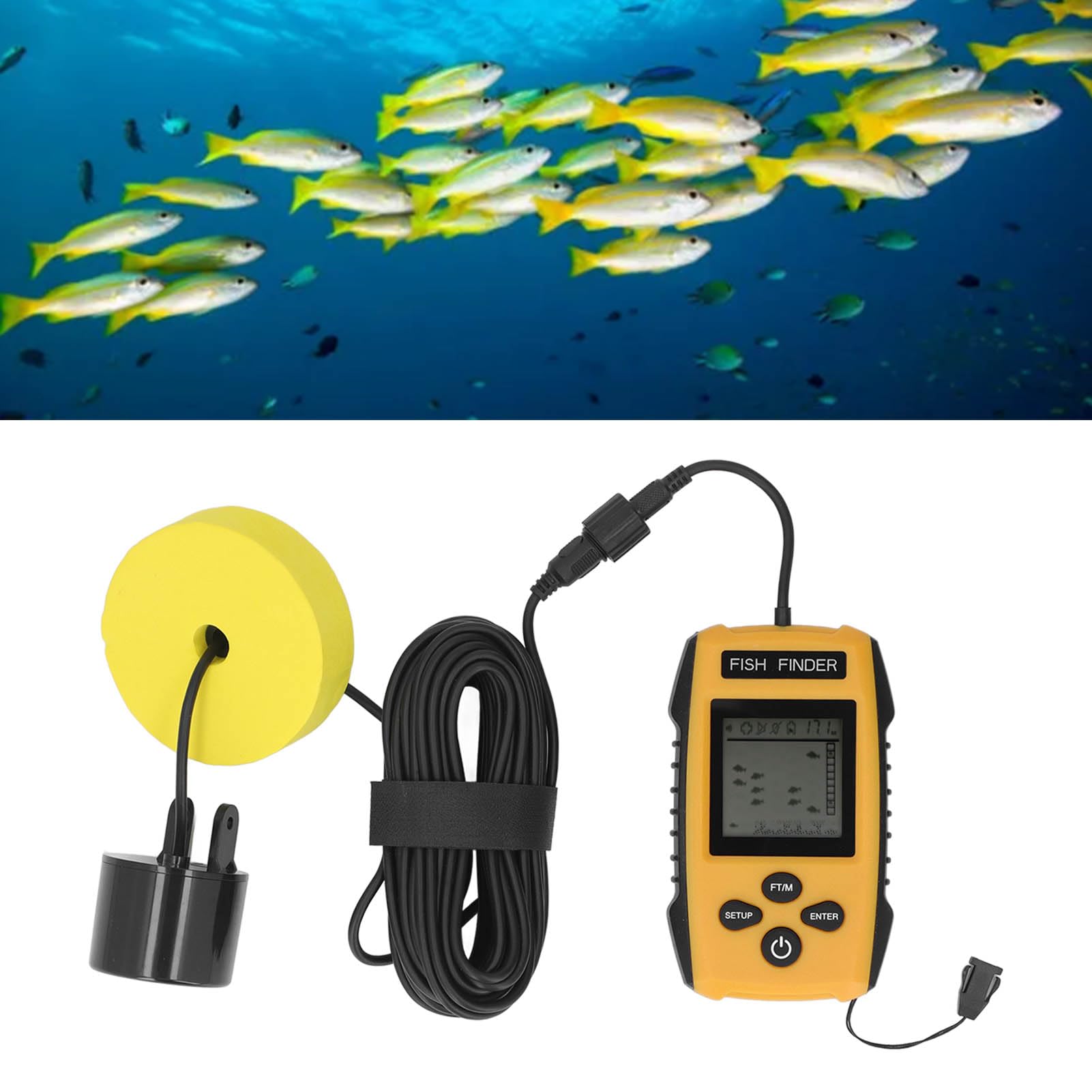 Portátil ultrasónico de la exhibición del LCD del Sensor del Sonar del buscador 200kHz de los Pescados