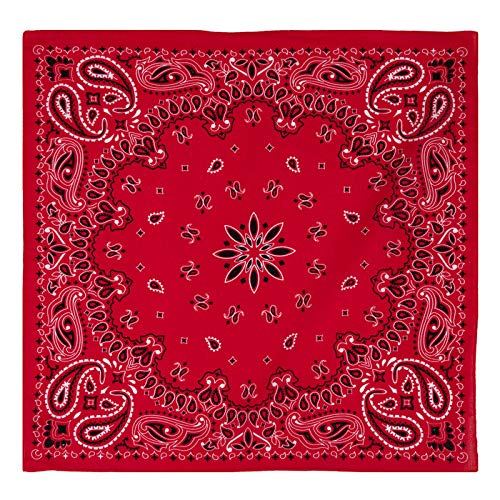 Bandanna Classic Paisley Print Bright Red ~ Wearable Art 100% Cotton - Scarf Bandana