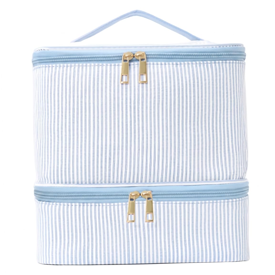 Bolsa de Almacenamiento de Esmalte de uñas, Neceser de Doble Capa, Apto para Viajes, para Artistas de uñas, Suministros de lápiz Labial y lámpara, Azul.